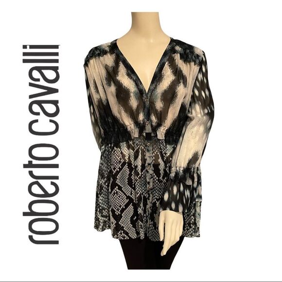 Roberto Cavalli Silk Blouse IT 48 /US 12 - Picture 1 of 8